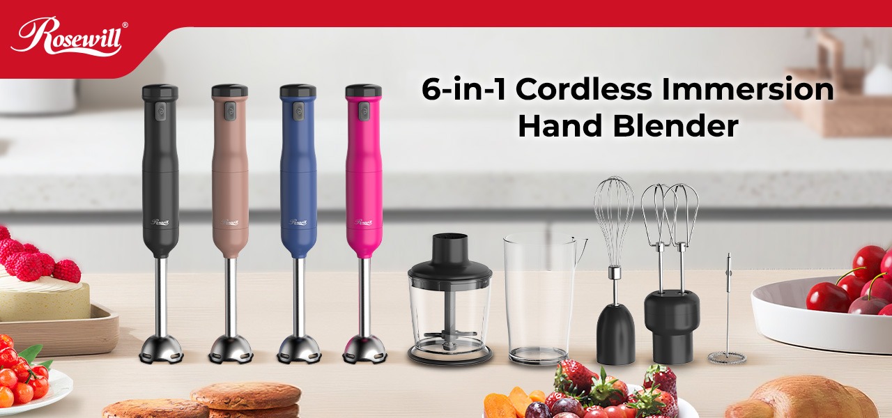 Rosewill 6-in-1 Multi-Speed Cordless Rechargeable Immersion Hand Blender
