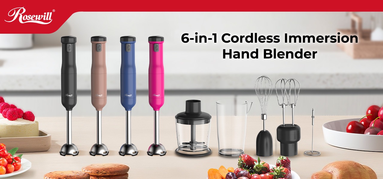 Rosewill 6-in-1 Multi-Speed Cordless Rechargeable Immersion Hand Blender