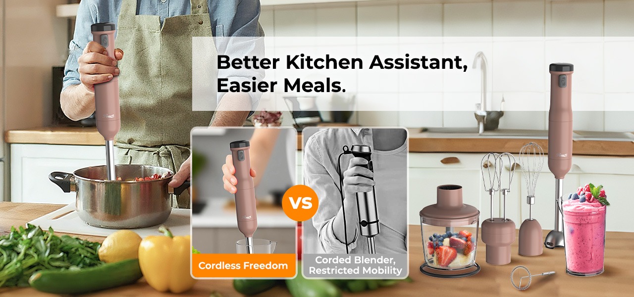 Rosewill 6-in-1 Multi-Speed Cordless Rechargeable Immersion Hand Blender