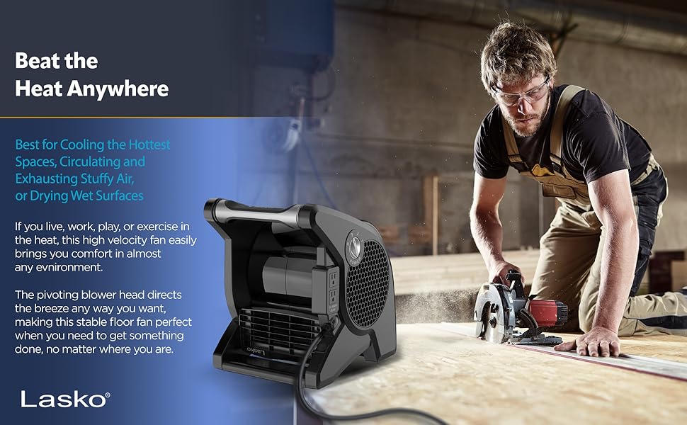 Lasko U15617 Pro Performance Pivoting High Velocity Utility Blower Fan