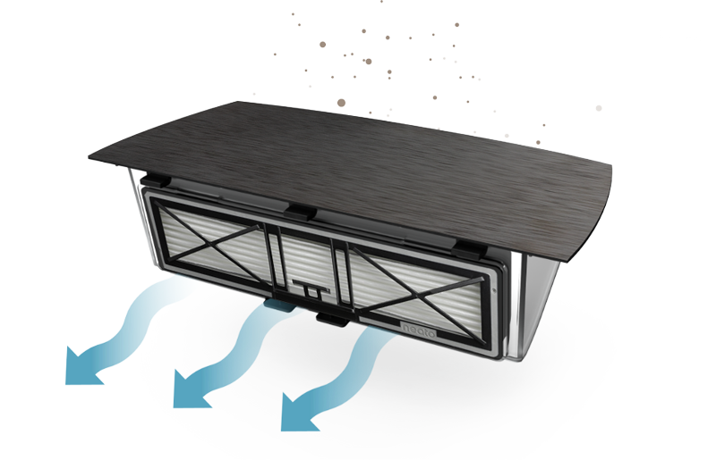 Neato D9's filter is working to trap allergens.
