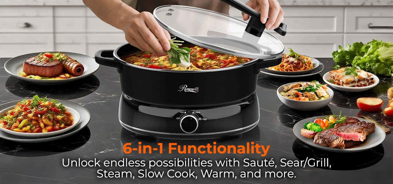 Rosewill 12.7 QT Electric Hot Pot with Multiple Functions