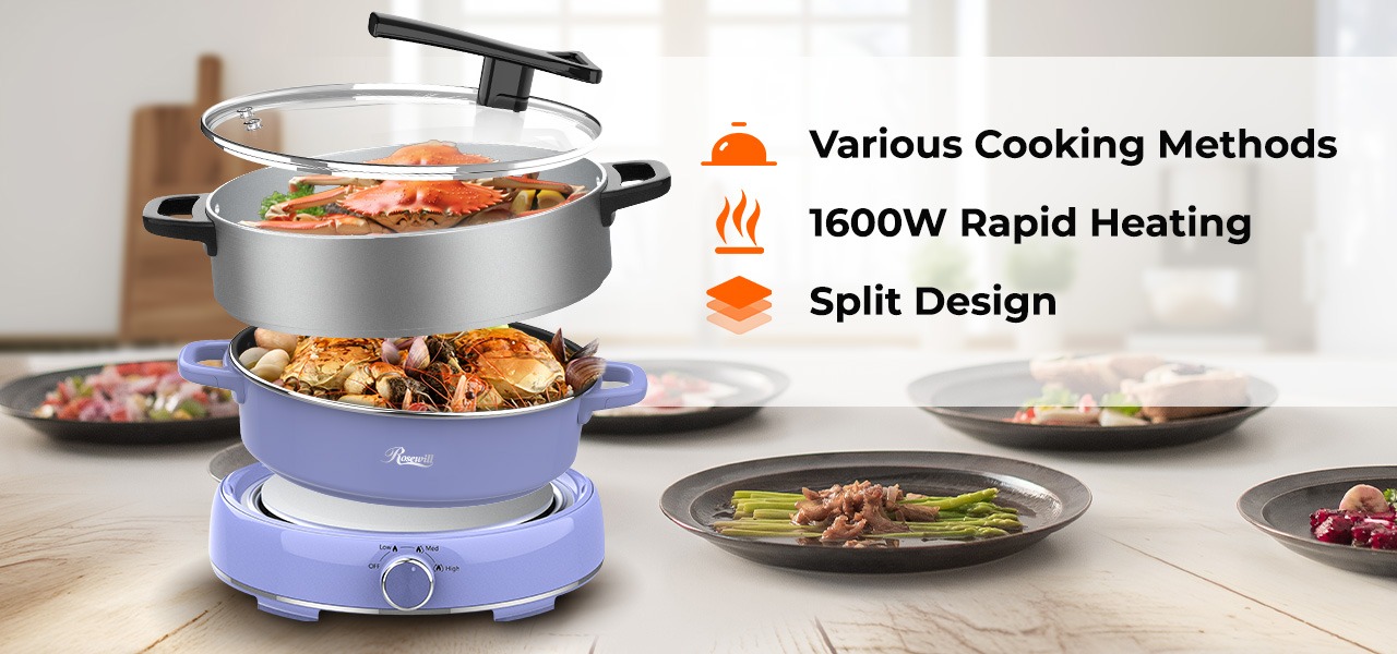 Rosewill 12.7 QT Electric Hot Pot with Multiple Functions