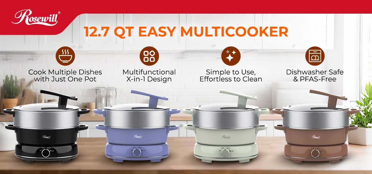Rosewill 12.7 QT Electric Hot Pot with Multiple Functions