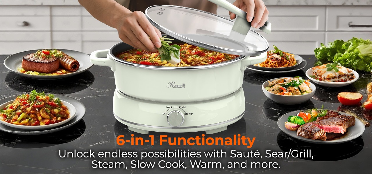 Rosewill 12.7 QT Electric Hot Pot with Multiple Functions