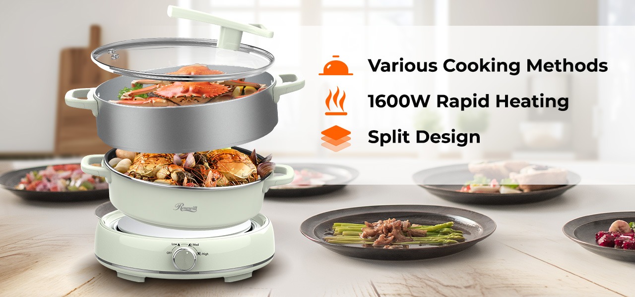 Rosewill 12.7 QT Electric Hot Pot with Multiple Functions