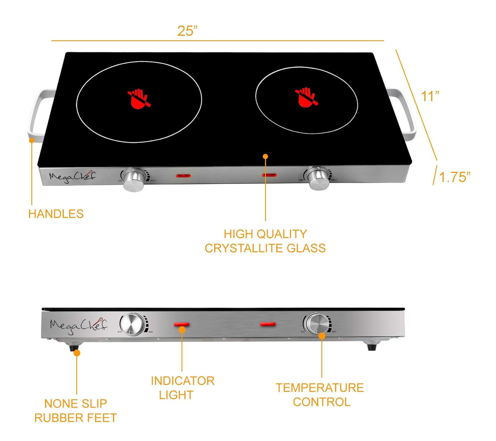 MegaChef Ceramic Infrared Double Electric Cooktop