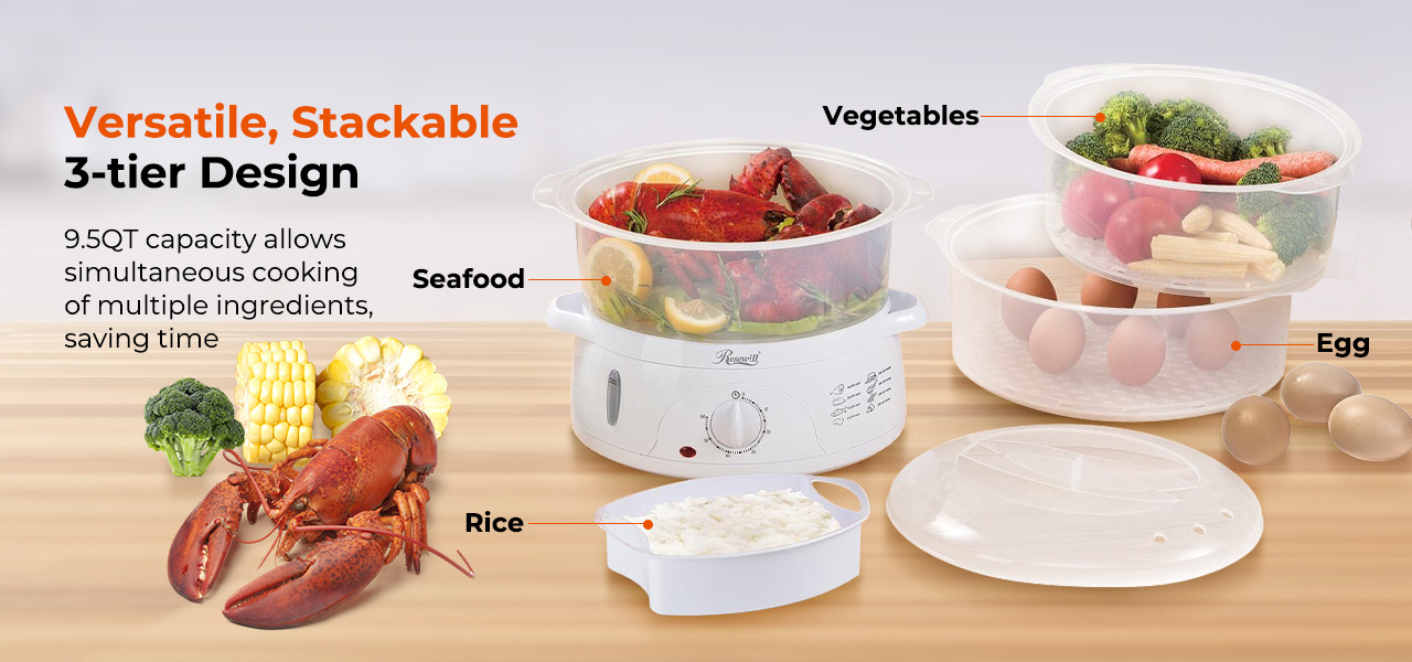 ROSEWILL 4 in 1 Electric Food Steamer