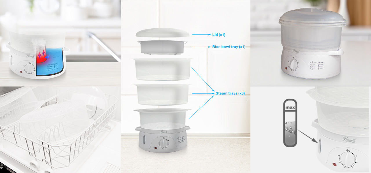 ROSEWILL 4 in 1 Electric Food Steamer