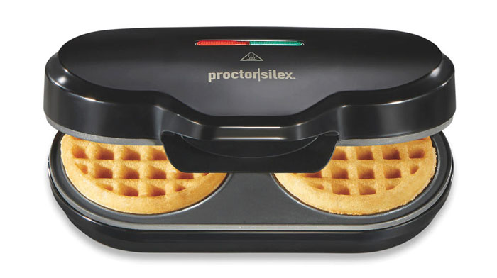 Proctor Silex 26102 Black Petite Double Waffle Maker Nonstick Grids Makes  4 Round Waffles Black 