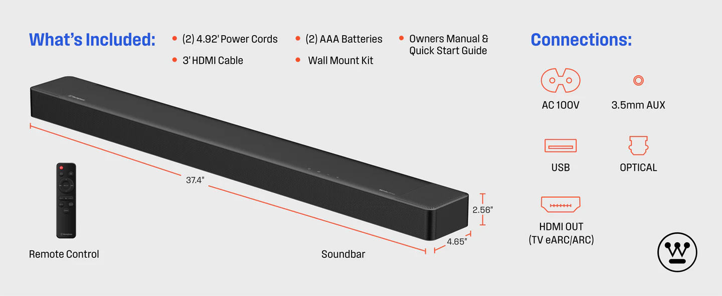 Westinghouse WS312AS 3.1.2 Channel All-In-One Soundbar