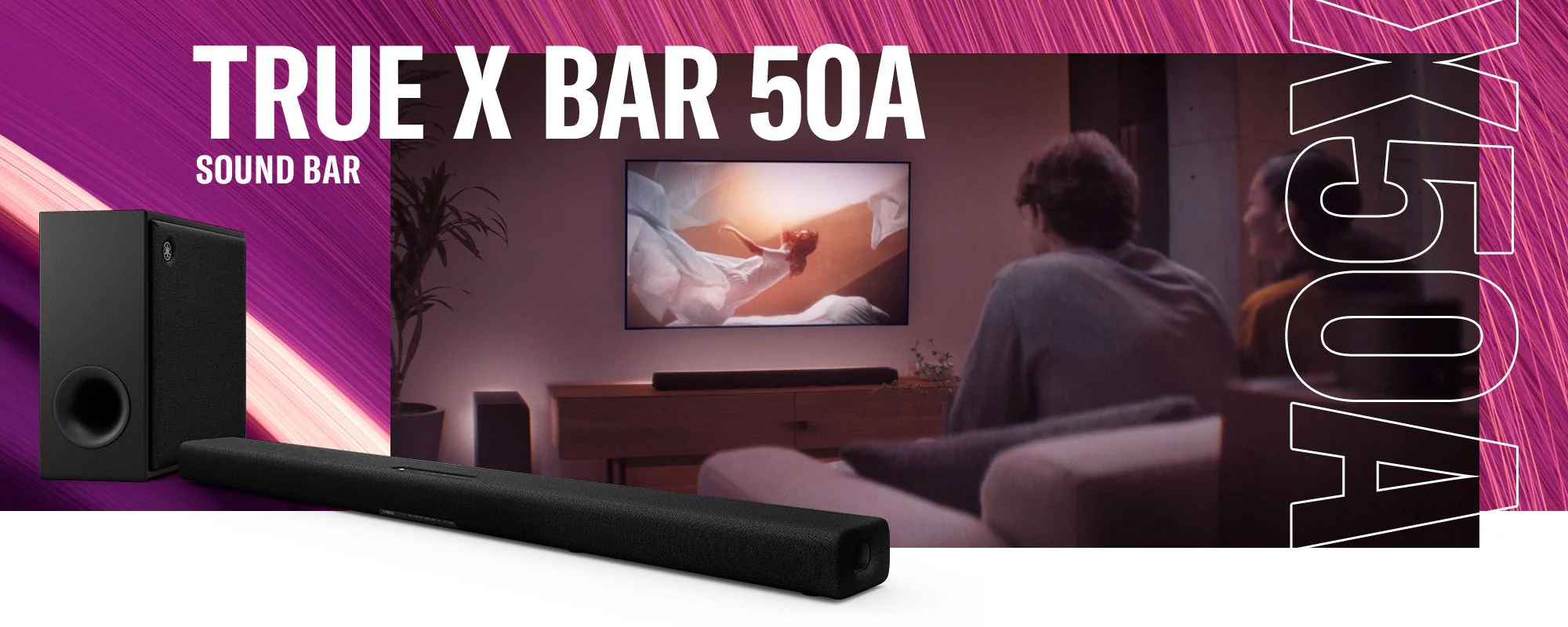 YAMAHA SR-X50ABL True X Bar 50A 280W 2.1.2-Channel Dolby Atmos Sound Bar System