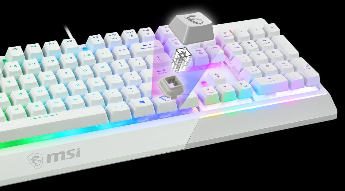 MSI Vigor GK30 RGB Gaming Keyboard, 6-Zone RGB Lighting, Water Repellent &  Splash-Proof, Mechanical-Like Plunger Switches, Black
