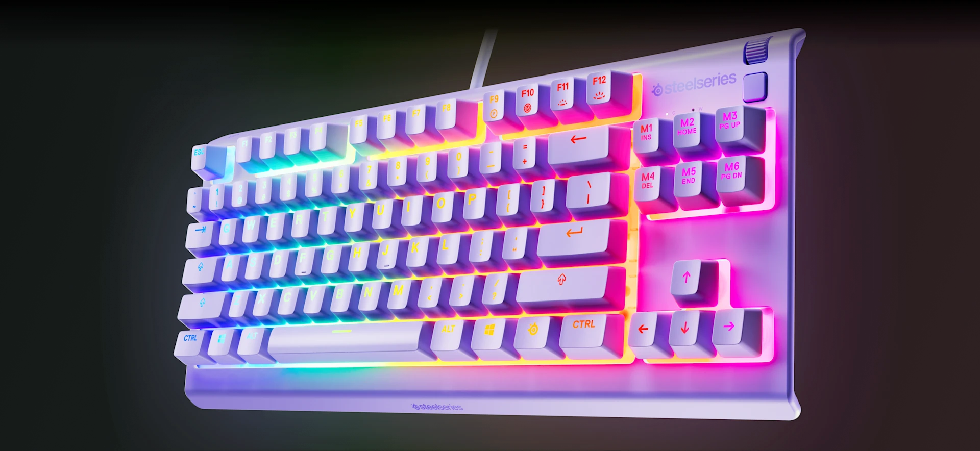 SteelSeries Apex 3 TKL Lavender Water Resistant Quiet Tenkeyless Keyboard with RGB Lighting