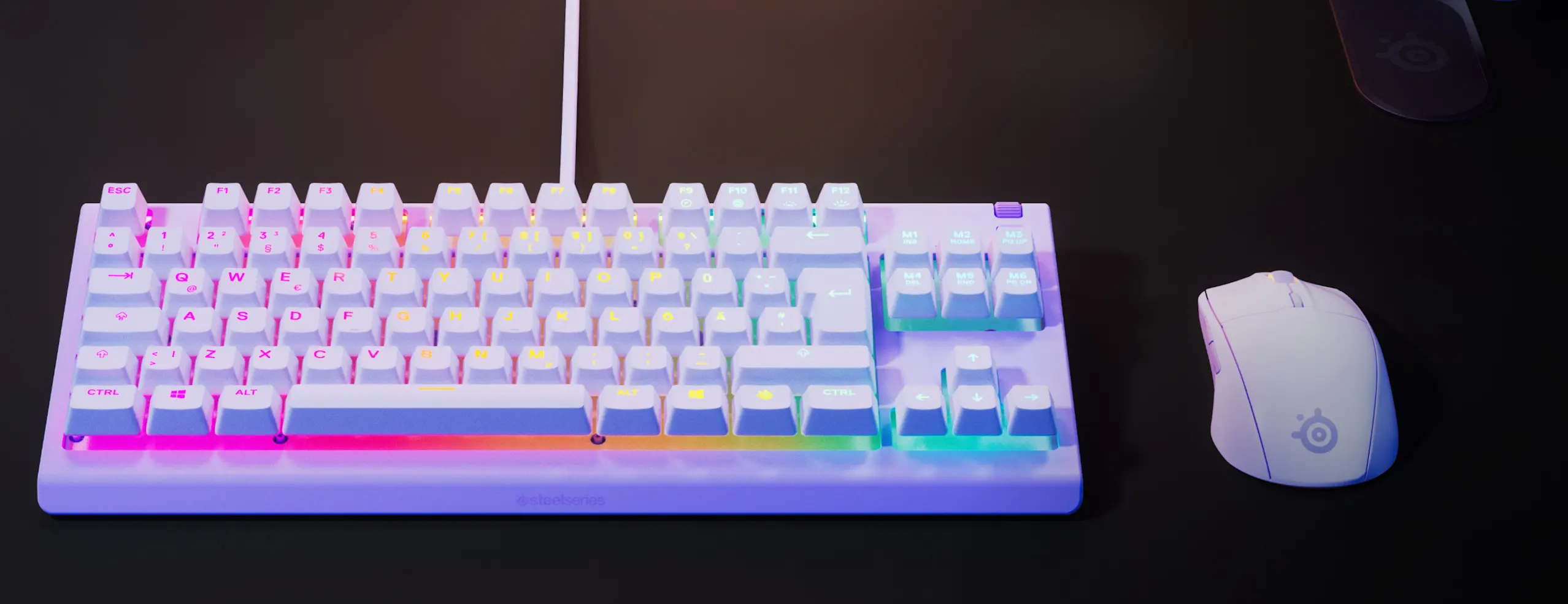 SteelSeries Apex 3 TKL Lavender Water Resistant Quiet Tenkeyless Keyboard with RGB Lighting