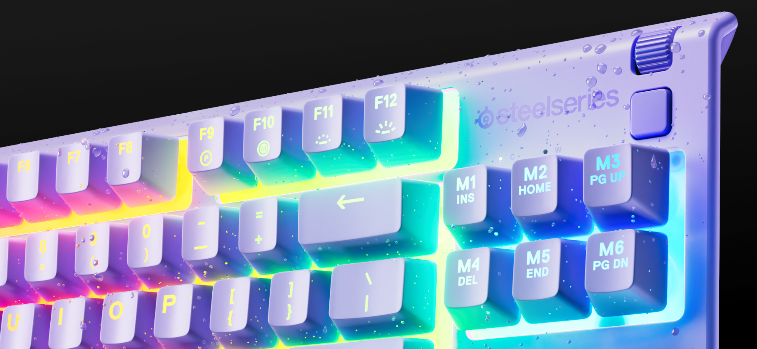 SteelSeries Apex 3 TKL Lavender Water Resistant Quiet Tenkeyless Keyboard with RGB Lighting