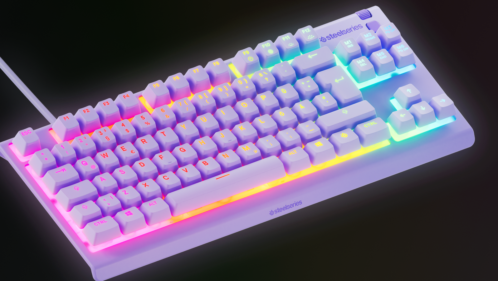 SteelSeries Apex 3 TKL Lavender Water Resistant Quiet Tenkeyless Keyboard with RGB Lighting