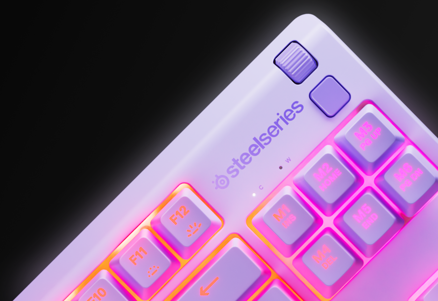 SteelSeries Apex 3 TKL Lavender Water Resistant Quiet Tenkeyless Keyboard with RGB Lighting