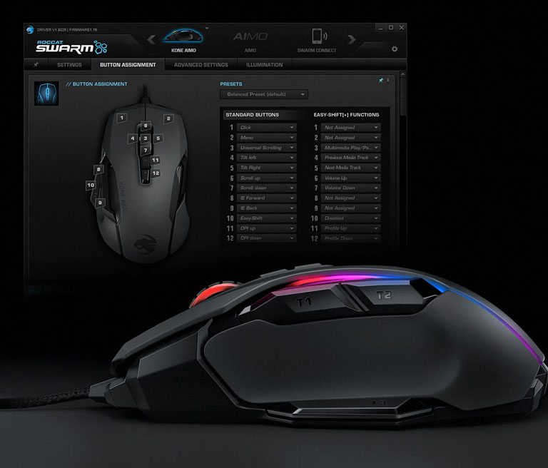 ROCCAT Kone AIMO Remastered - Mouse - Optic - Vit, I lager