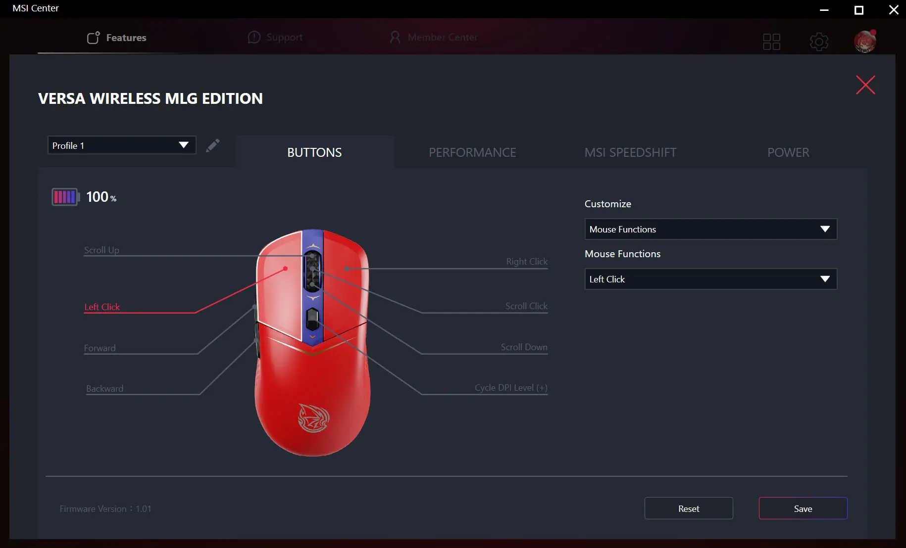 MSI Versa Wireless MLG Edition Gaming Mouse