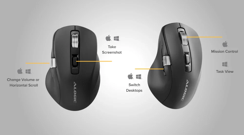 Alogic Bluetooth USB-C Rechargeable 7 Keys Programmable Mouse