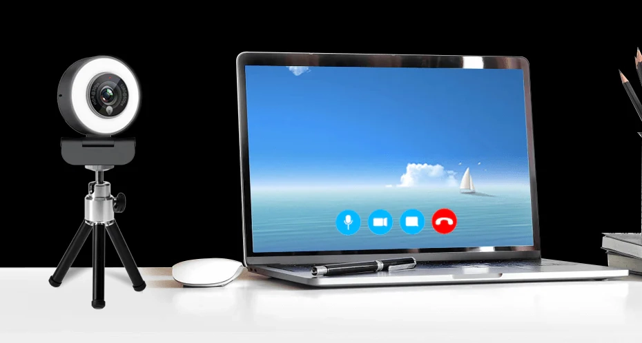 Angetube 1080p 967Pro Webcam with Ring Light for Streaming