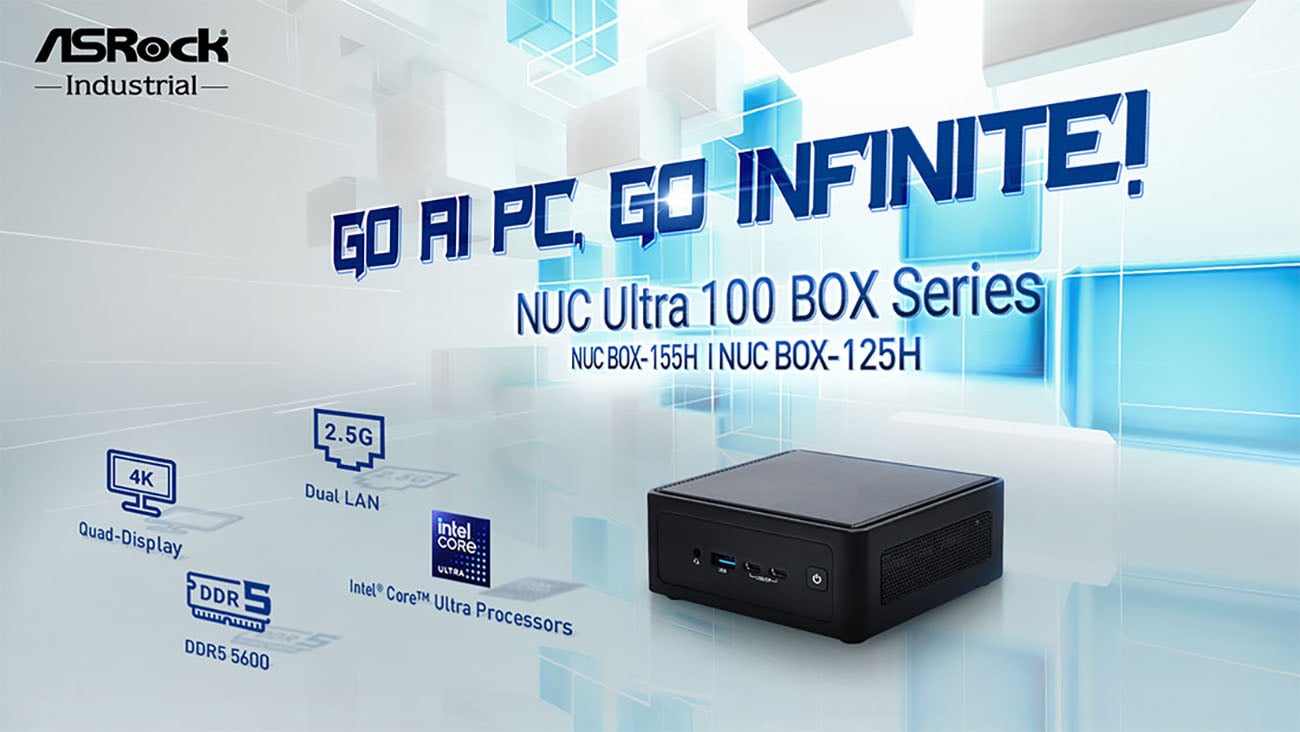 ASRock Industrial NUC Ultra 100 BOX Series Fanned Barebone