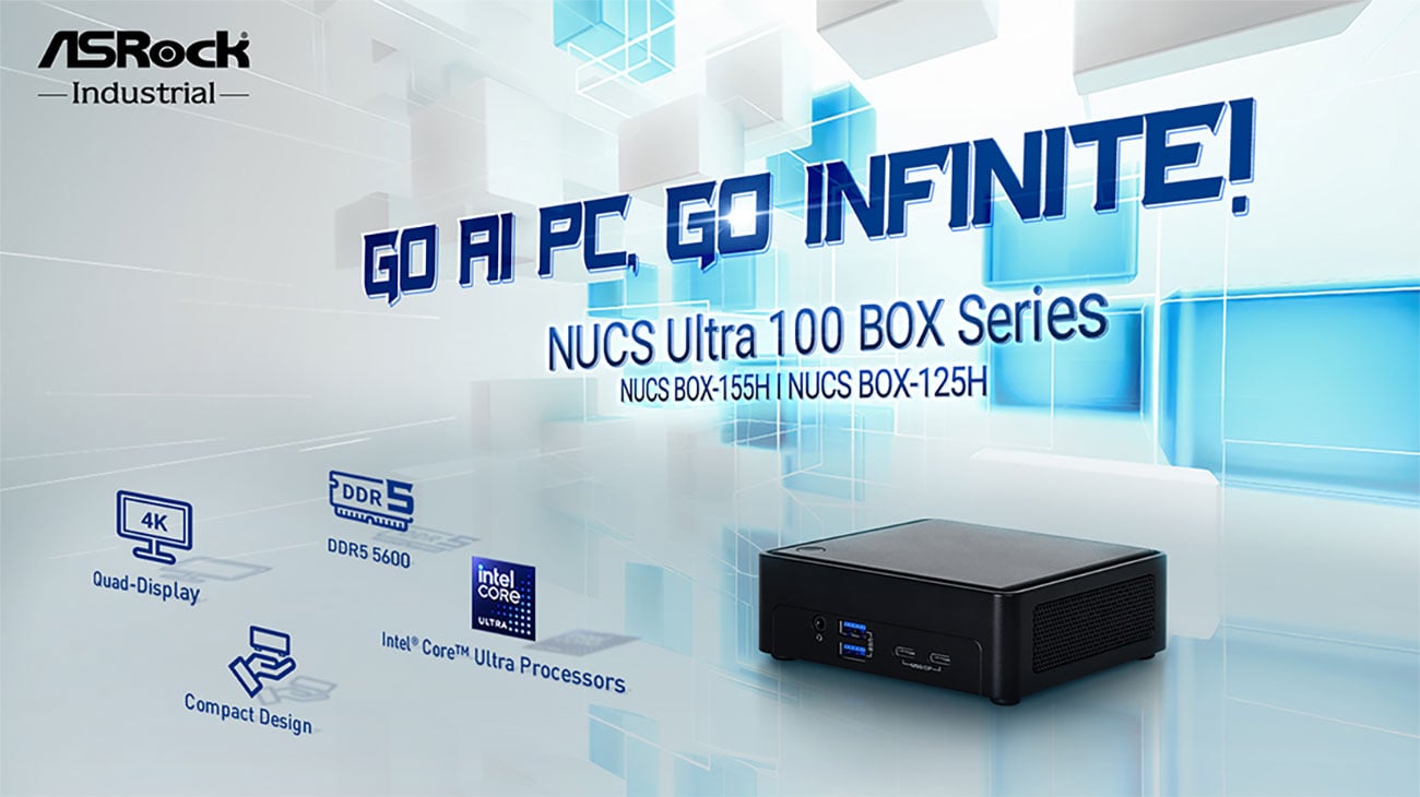 ASRock Industrial NUCS Ultra 100 BOX Series Fanned Barebone