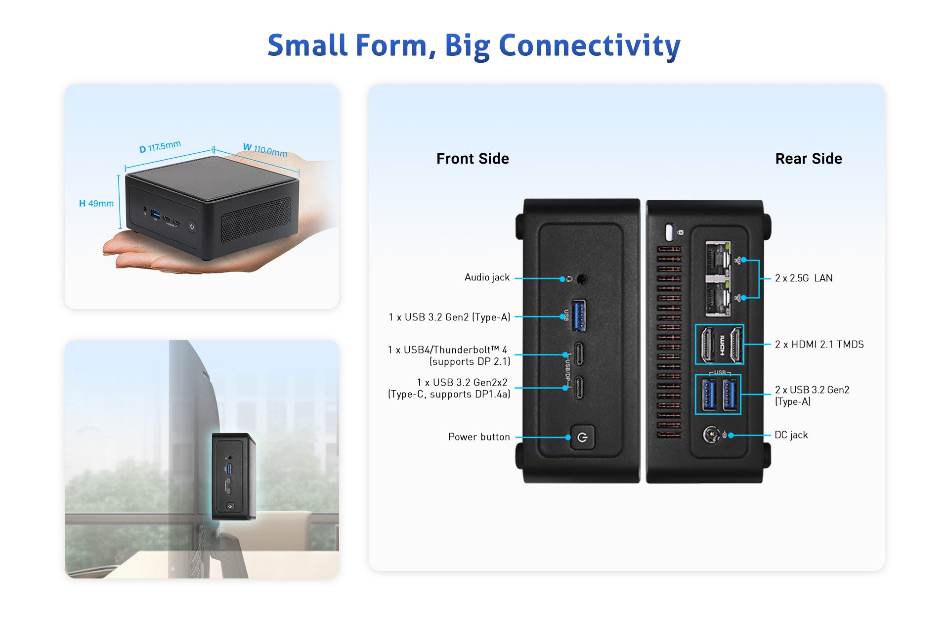 ASRock Industrial NUC BOX-225H Black Mini-PC Barebone