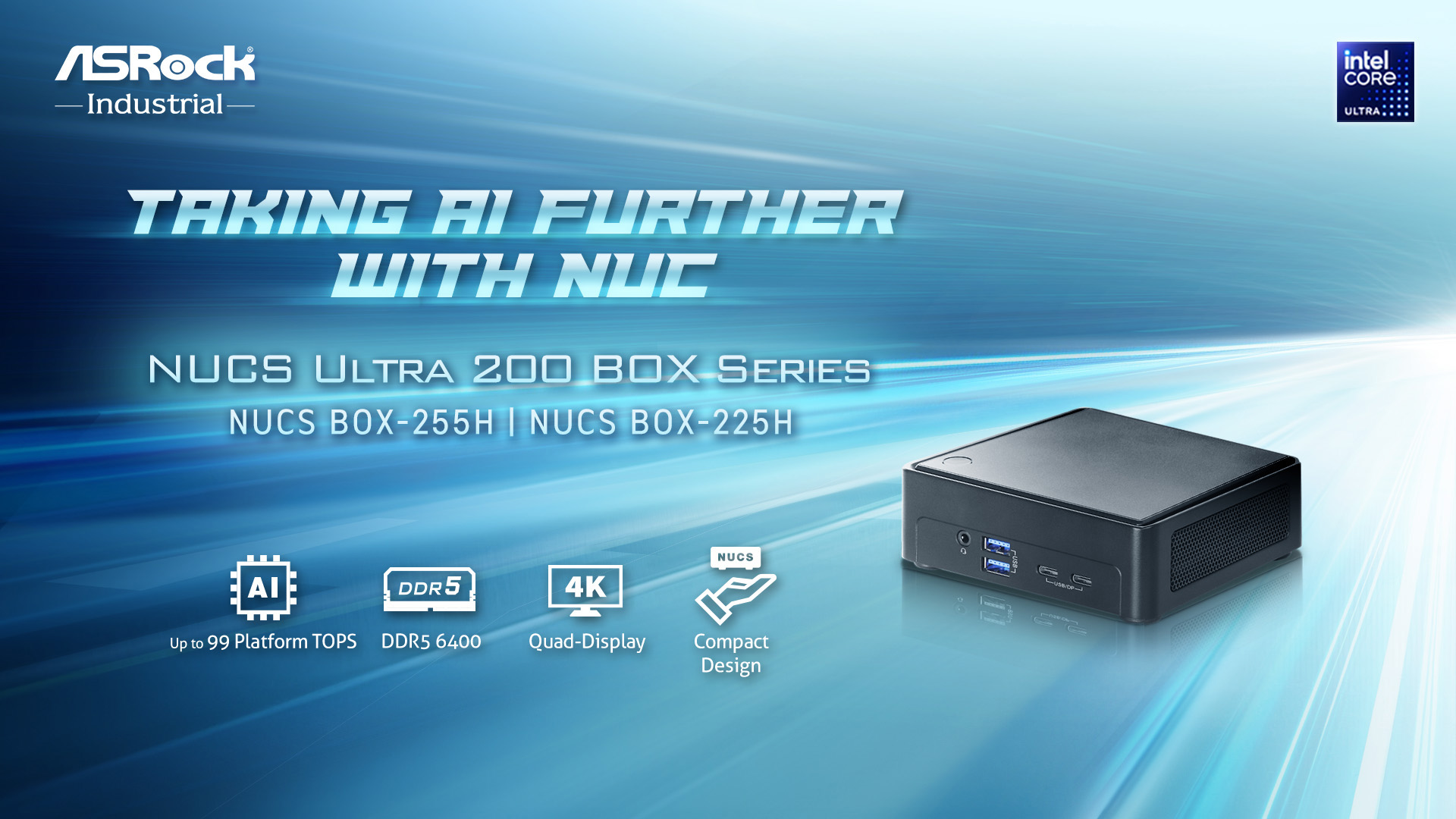 ASRock Industrial NUCS BOX-225H Black Mini-PC Barebone