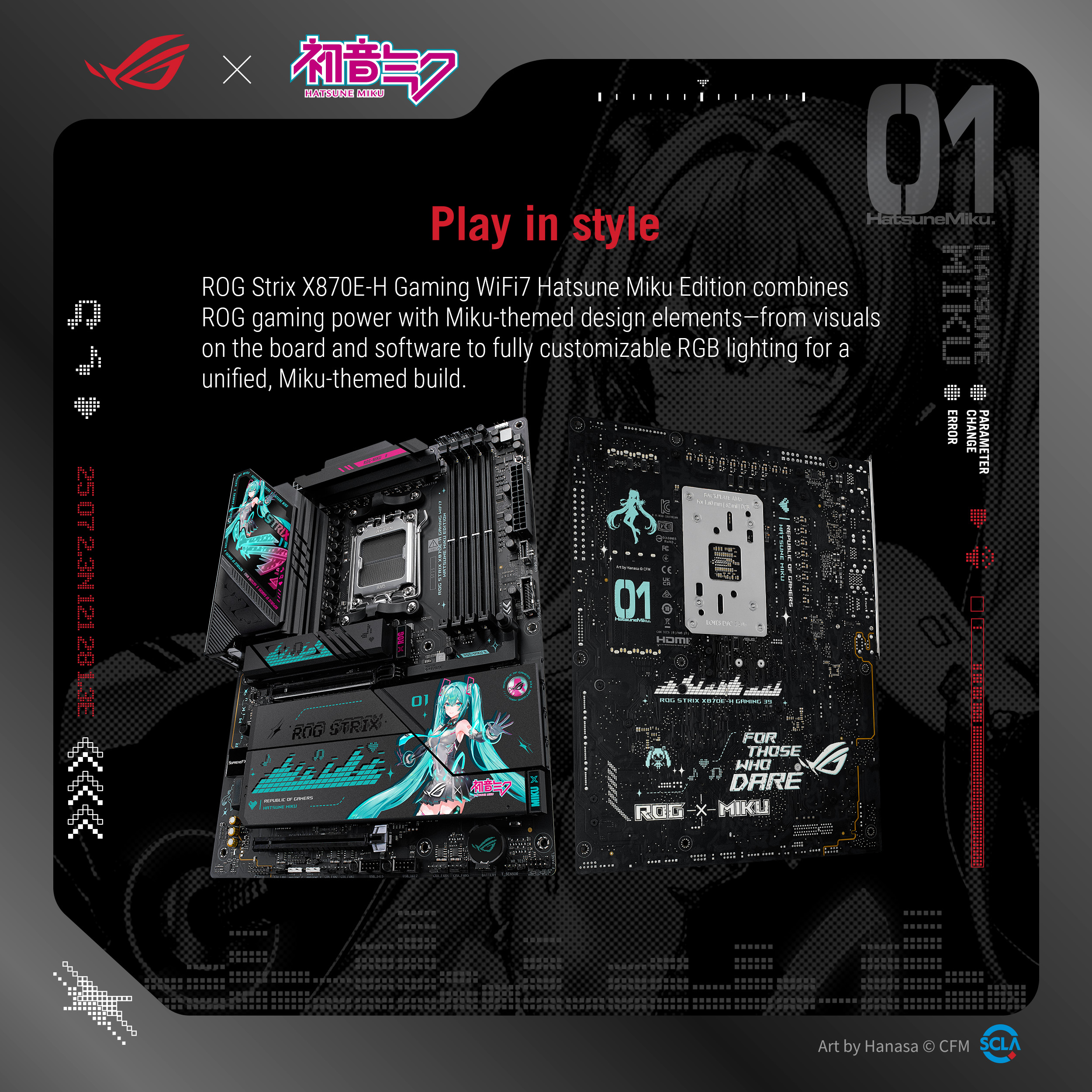 ASUS ROG STRIX X870E-H GAMING WIFI7 HATSUNE MIKU EDITION AMD X870E ATX motherboard