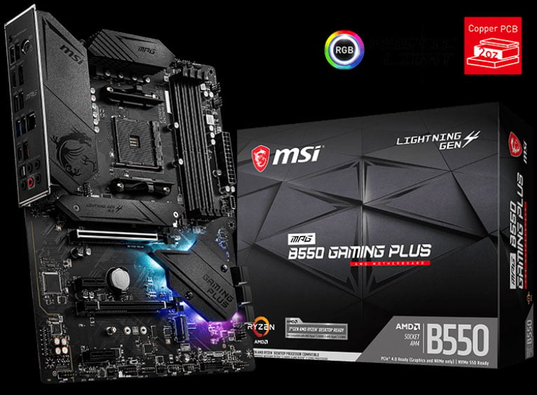 B550 Motherboard For Am4 Ryzen Msi Mpg B550 Gaming Plus Amd B550