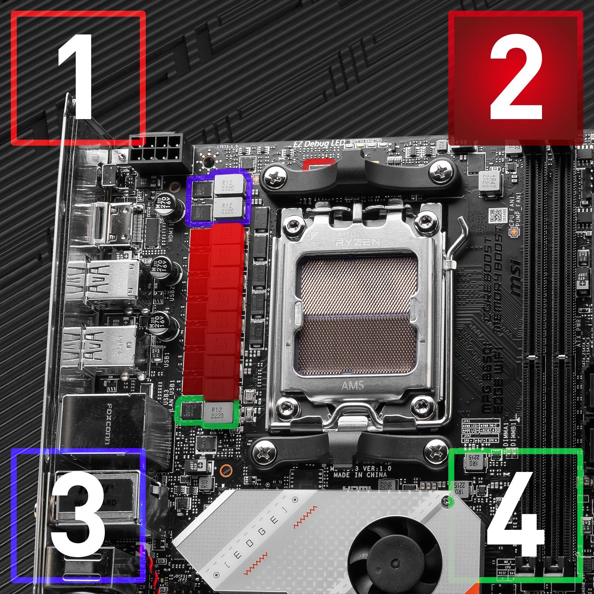 MSI MPG B650I Edge Carte mère de Jeu WiFi AMD AM5, Mini-ITX, DDR5, PCIe 4.0