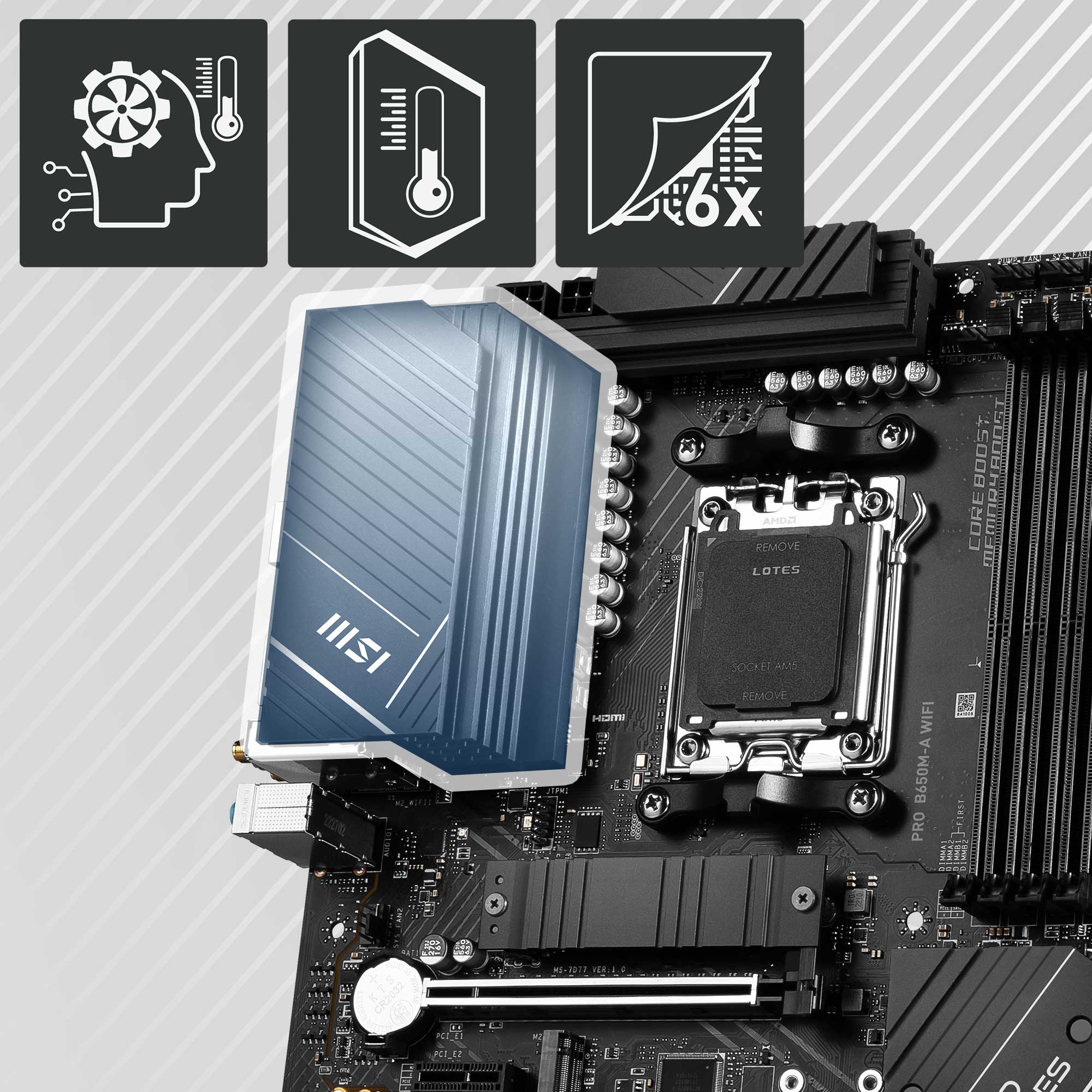 MSI Motherboard PRO B650M-A WIFI AMD Ryzen 7000 Series (AM5