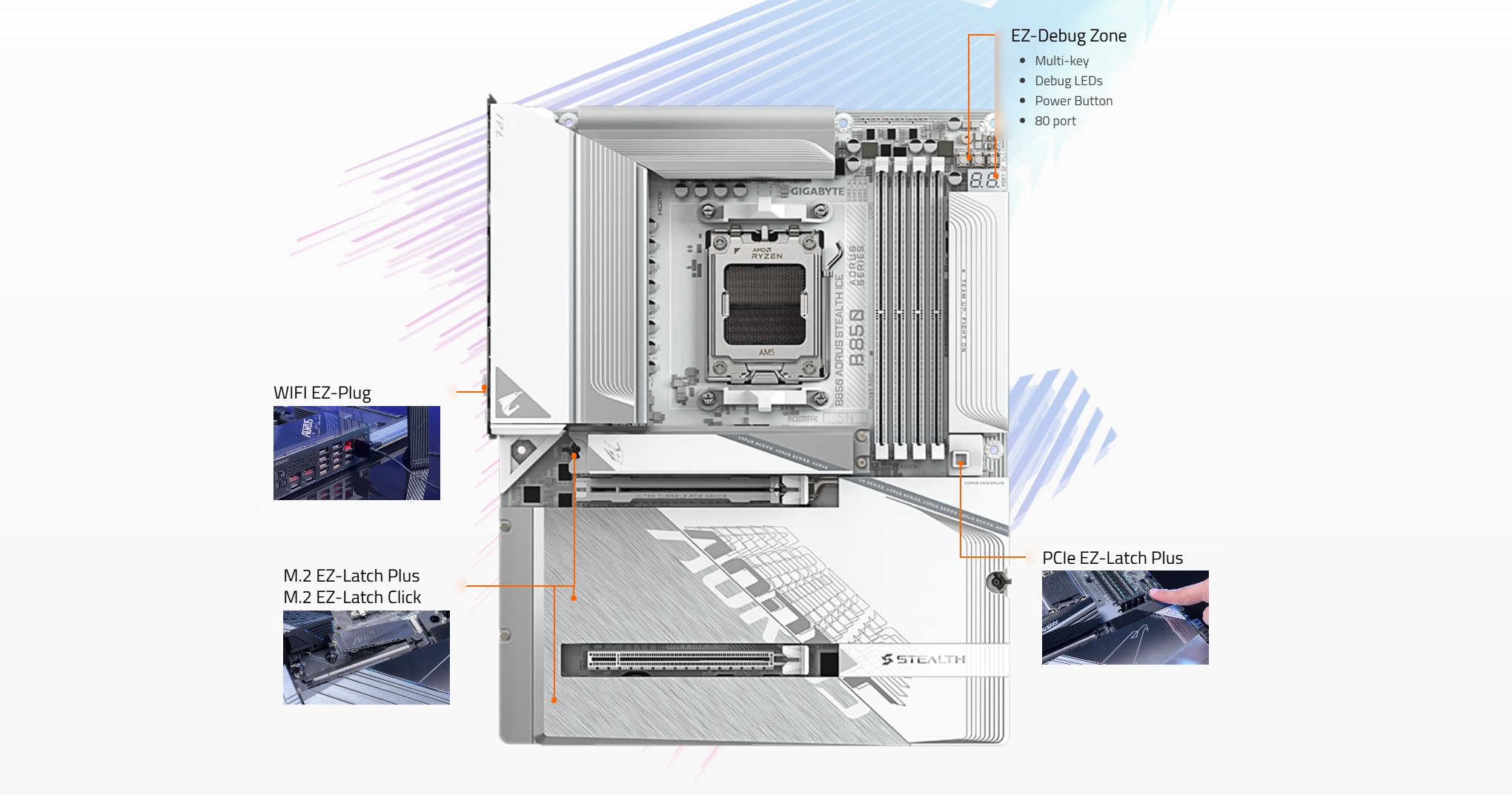 GIGABYTE B850 AORUS STEALTH ICE AMD AM5 Motherboard,