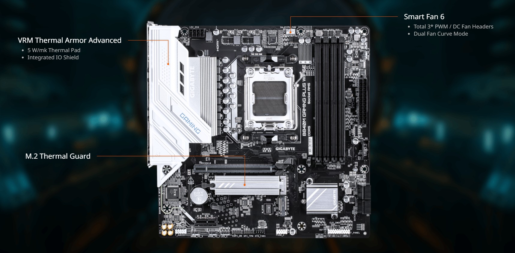 GIGABYTE B840M GAMING PLUS WIFI6E Motherboard