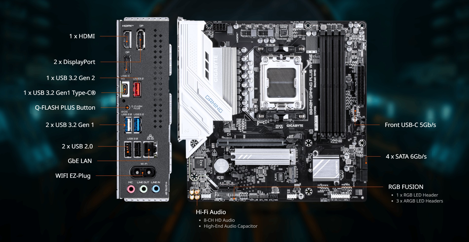 GIGABYTE B840M GAMING PLUS WIFI6E Motherboard