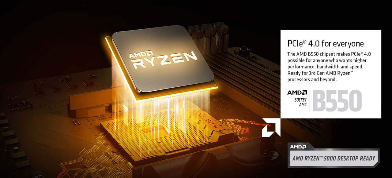 thumbnail image 2 of ASRock B550M-HDV Motherboard - Supports 3rd Gen AMD Ryzen AM4 & Future Processors, DDR4 4733+, PCIe 4.0 2 of 12