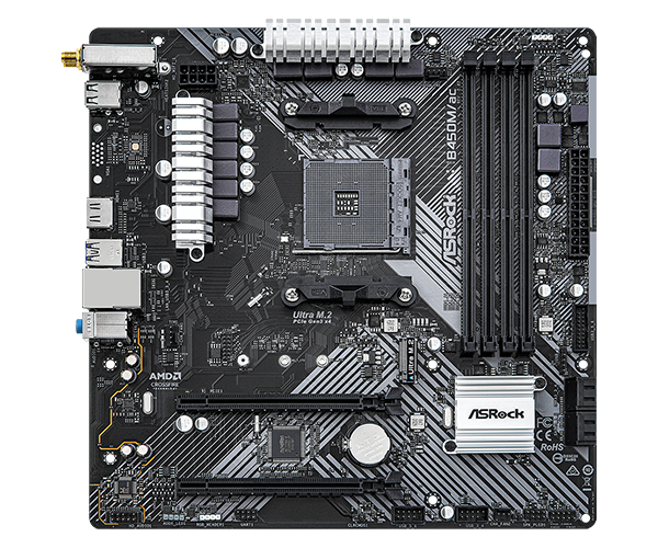 ASRock B450M/AC R2.0 AM4 AMD Motherboard