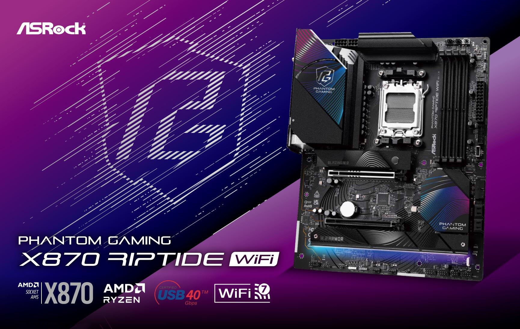 ASRock X870 RIPTIDE WIFI AM5 AMD ATX Motherboard