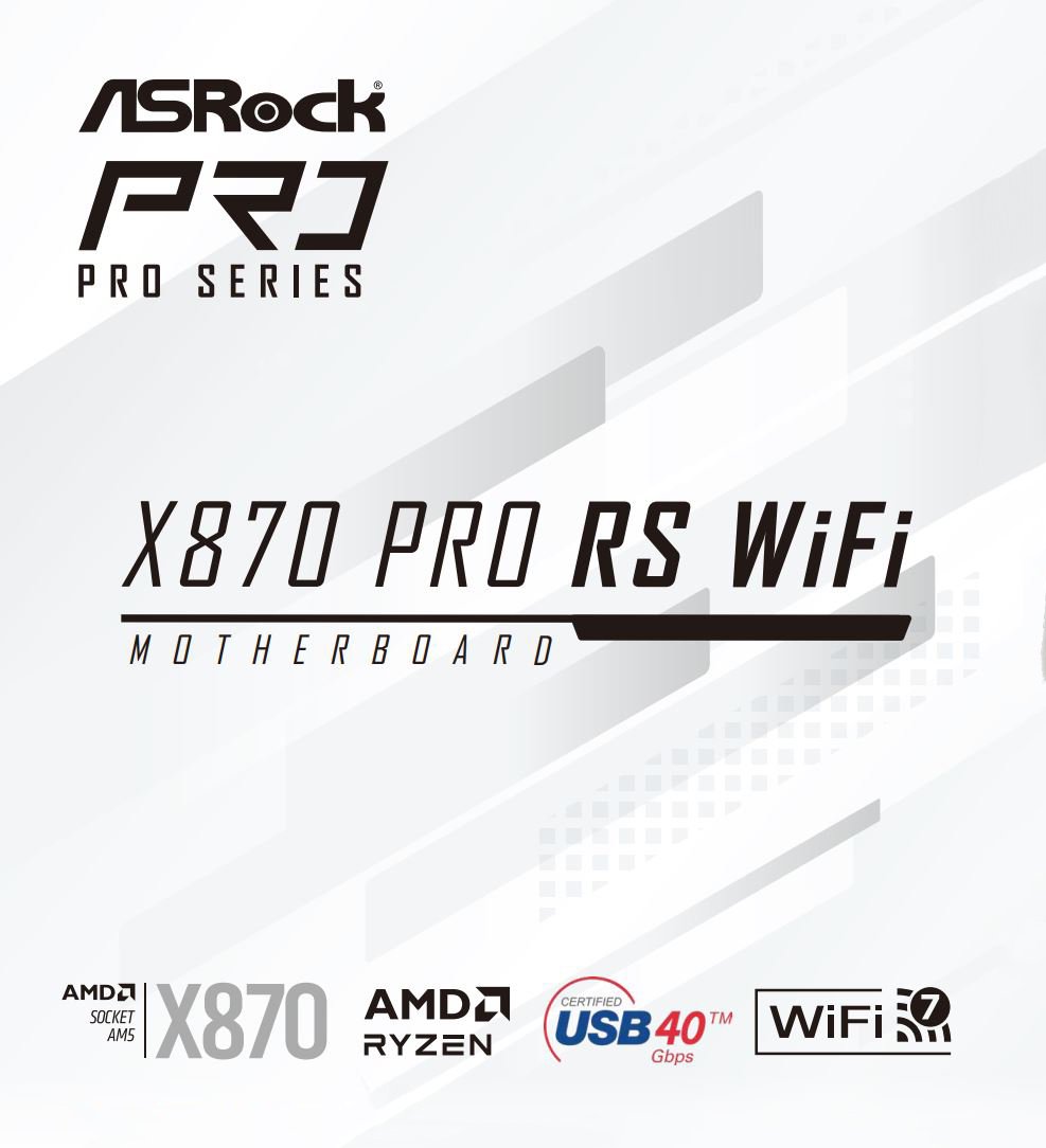 ASRock X870 PRO RS WiFi AM5 AMD ATX Motherboard