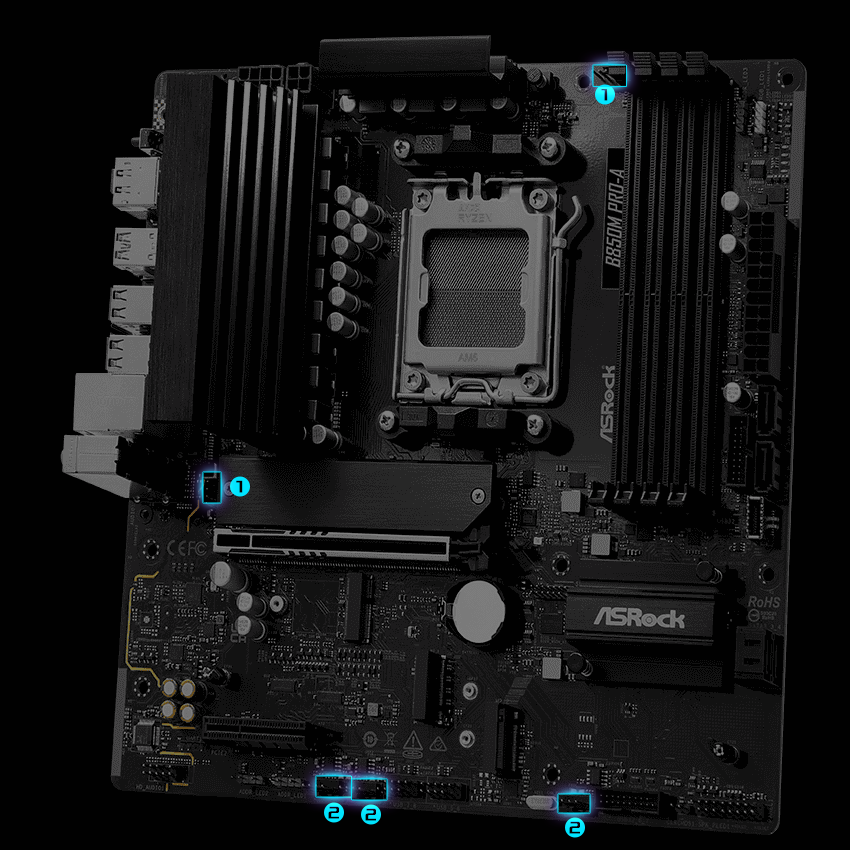 Scheda Madre ASRock AMD AM5 B850M Pro-A WiFi – Supporto Processori Ryzen, M-ATX, DDR5