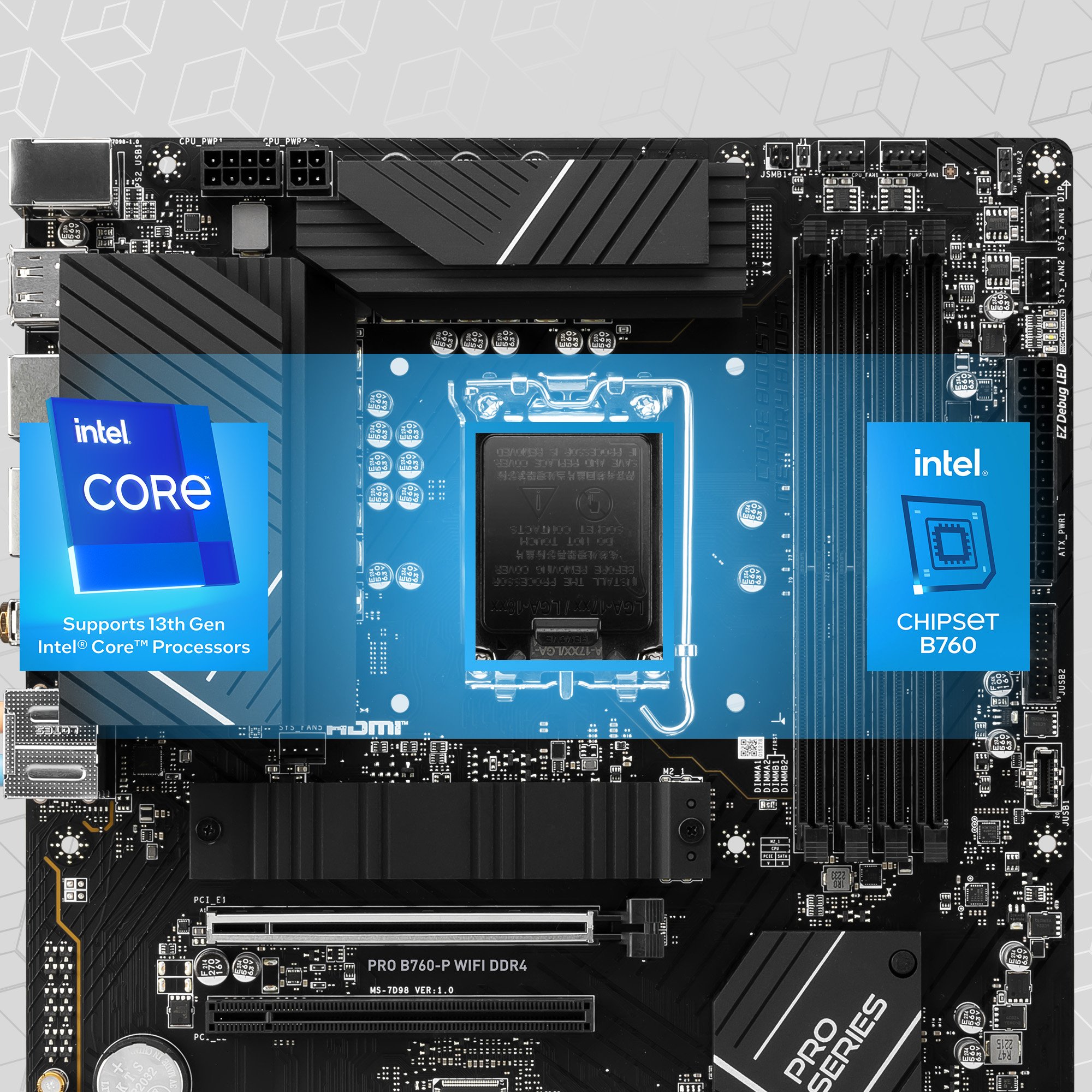  MSI PRO B760-P WIFI DDR4 ATX Motherboard, 4x DDR4~128GB, 5x  PCI-E x16, 2x M.2, 4x SATA, 2x USB 3.2 , 4x USB 2.0, 1x USB-C : Electronics