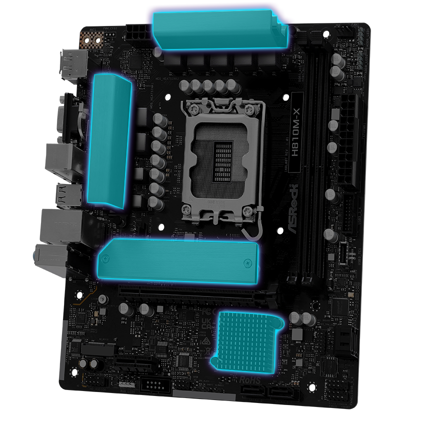 ASRock H810M-X LGA 1851 Intel H810 Micro ATX Motherboard