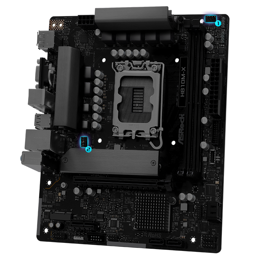 ASRock H810M-X LGA 1851 Intel H810 Micro ATX Motherboard