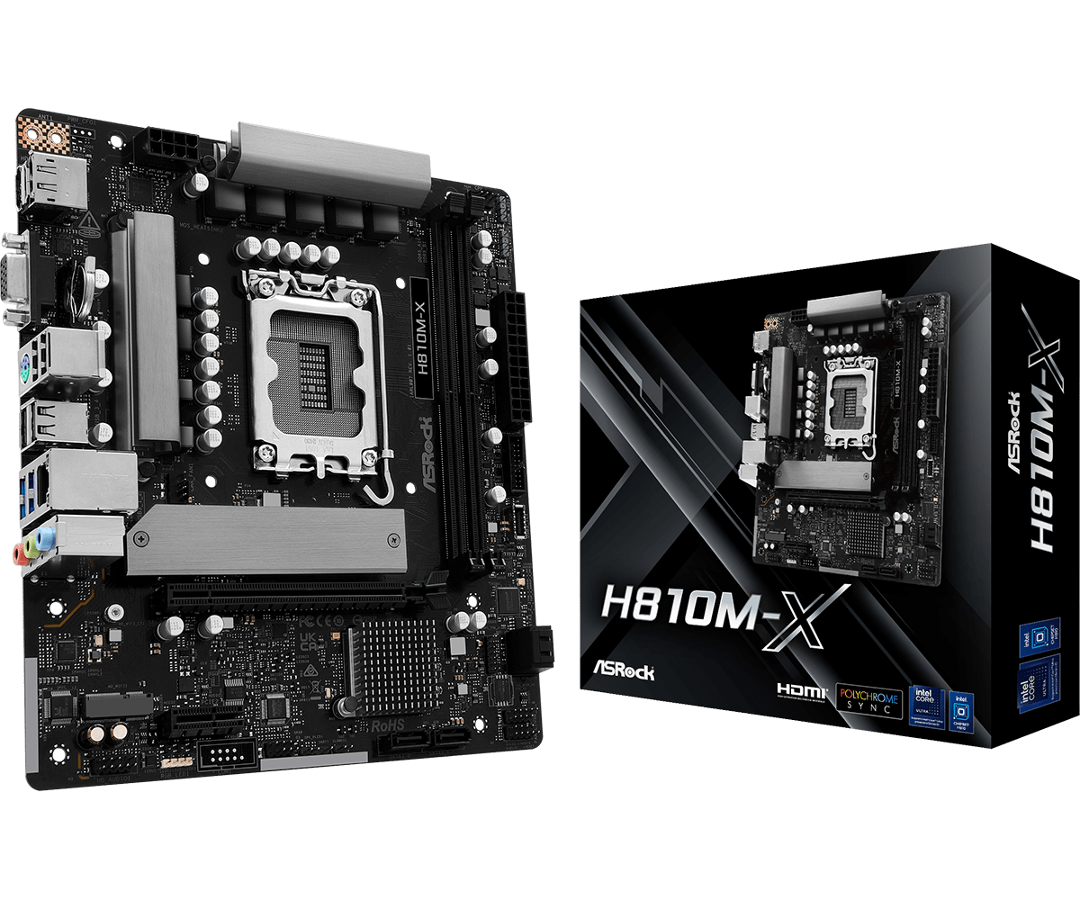 ASRock H810M-X LGA 1851 Intel H810 Micro ATX Motherboard