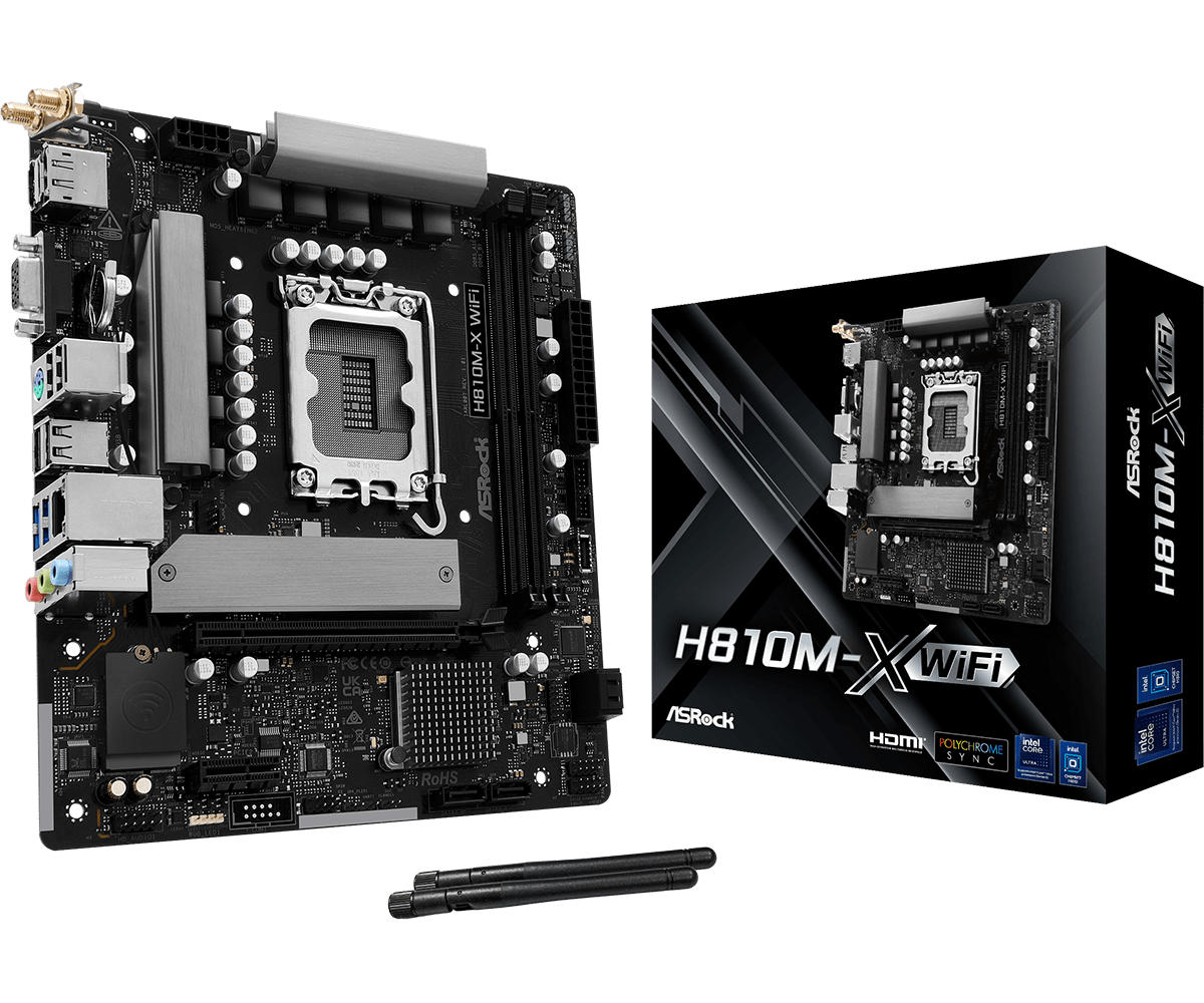 ASRock H810M-X WIFI LGA 1851 Intel H810 Micro ATX Motherboard