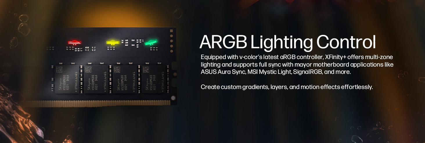 V-COLOR OLED XFinity+ DDR5 RGB Gaming Desktop Memory