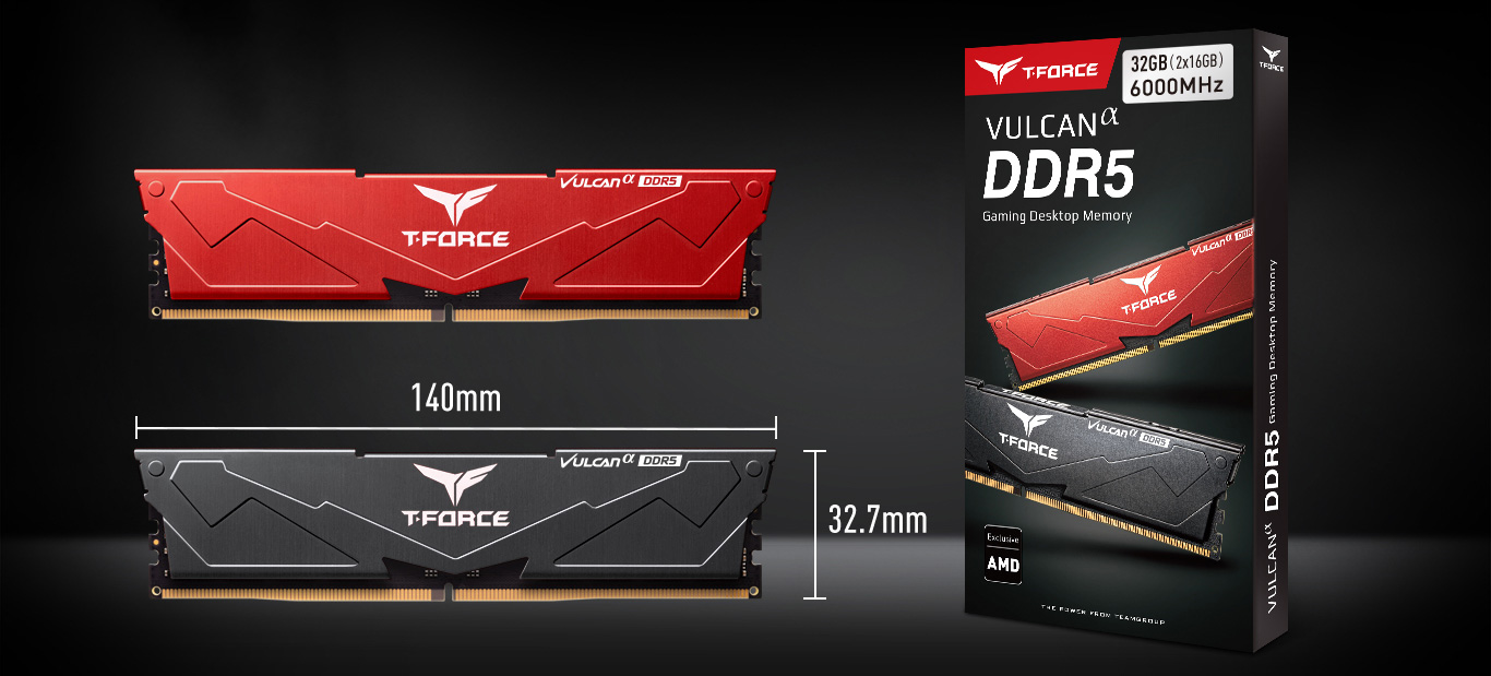VULCANα DDR5 DESKTOP MEMORY BLACK 32GB(2x16GB) 6000MHz CL30 - TEAMGROUP