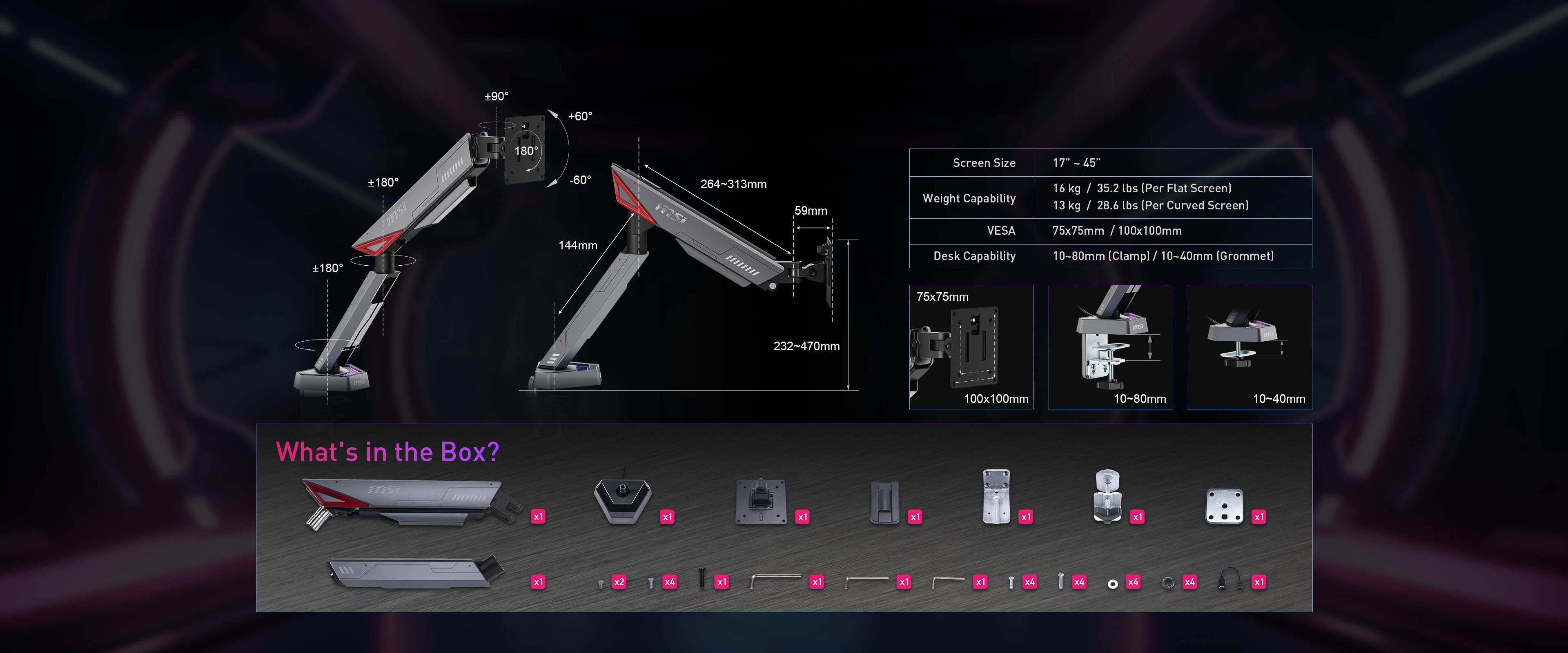 MSI MPG MT161R MONITOR MOUNT